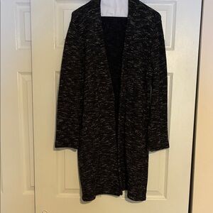 Eileen Fisher Micro Tweed Knit Black/White Long Open Cardigan
